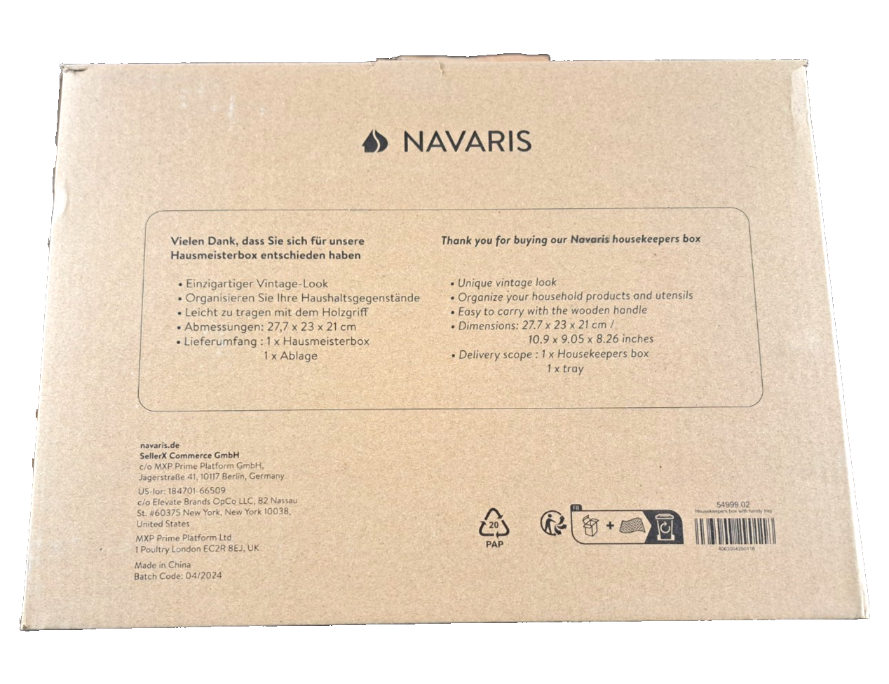 Navaris Hausmeister Box mit Ablage, Housekeeping