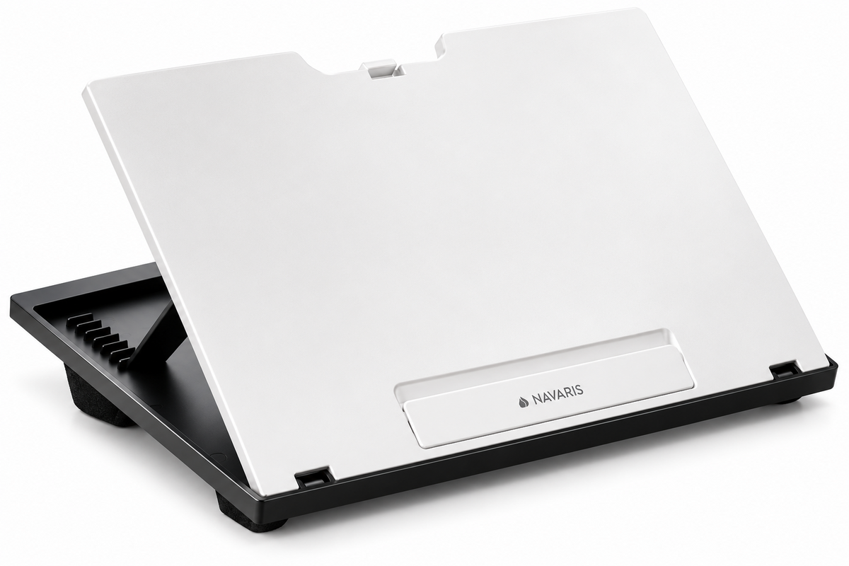 Navaris Laptopunterlage mit Kissen Weiß Laptopständer 8-fach höhenverstellbar