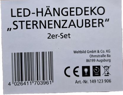Weltbild LED Hängedeko Sternenzauber 2er Set Sterne Weihnachten Timer Deko HA23