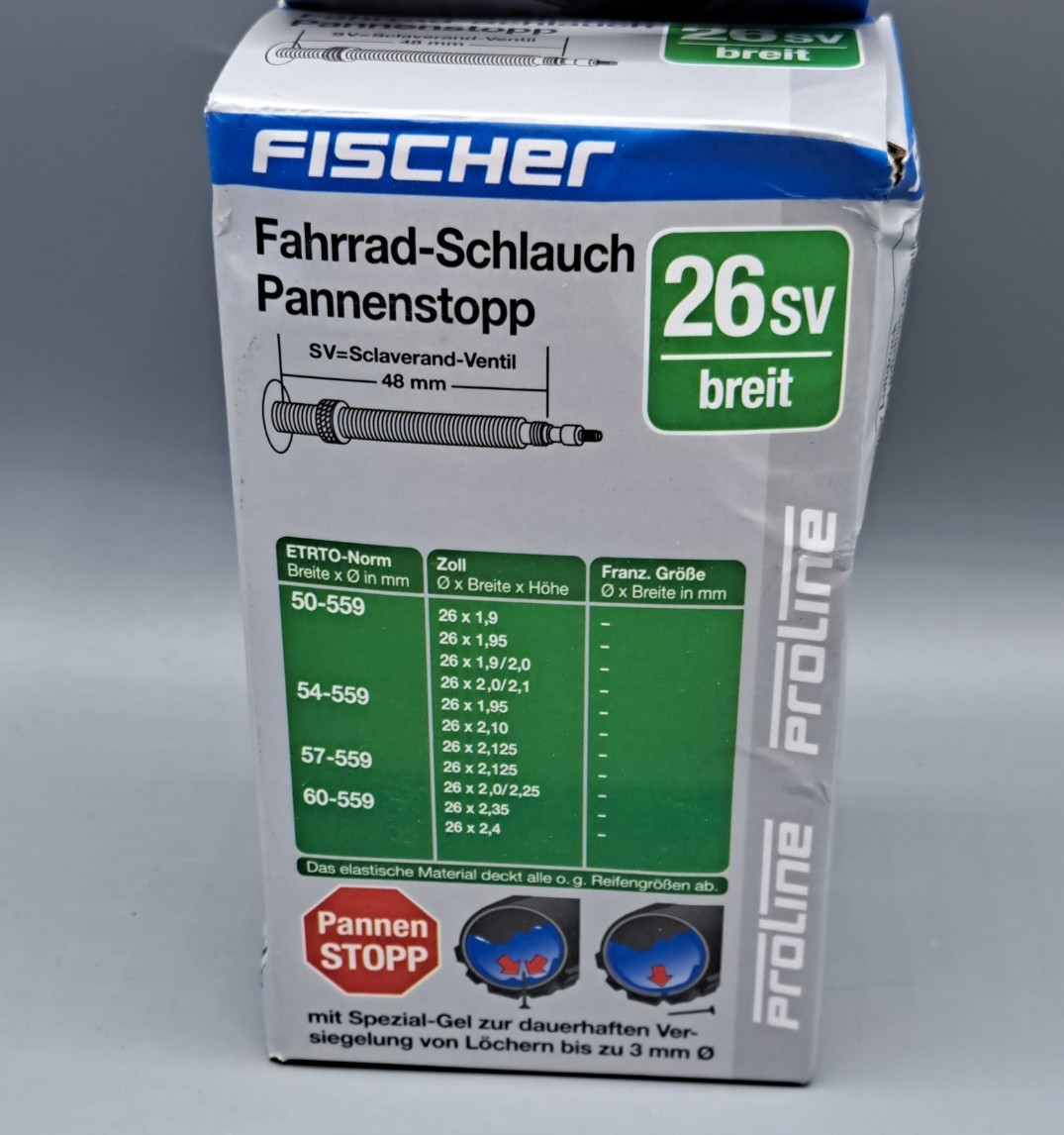 Fischer Fahrradschlauch 26 Zoll SV Pannenstopp Fahrrad Tube Schlauch MTB