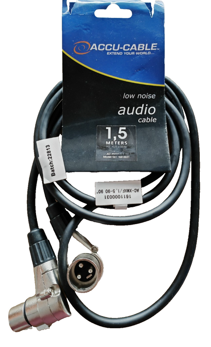 ACCU-CABLE XLR Kabel 1,5m 3-polig Stecker Buchse 90° Winkel Mikrofon D8