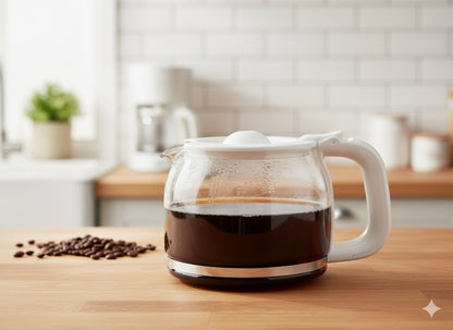 Glas Kaffeekanne, 10 Tassen Weiß