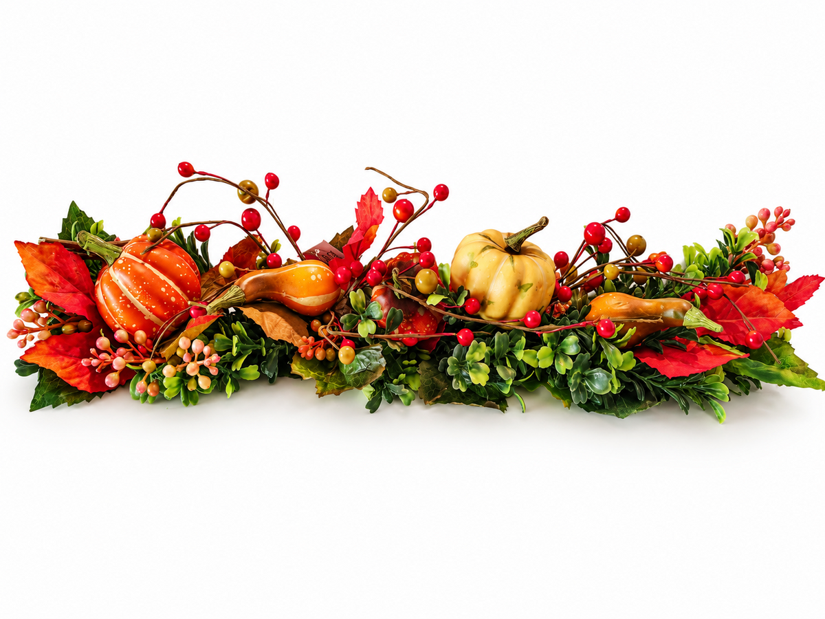Herbstdeko Tischläufer 50 cm Kürbisse Beeren Herbstgesteck Tischdeko D10