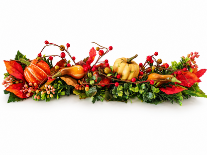 Herbstdeko Tischläufer 50 cm Kürbisse Beeren Herbstgesteck Tischdeko D10