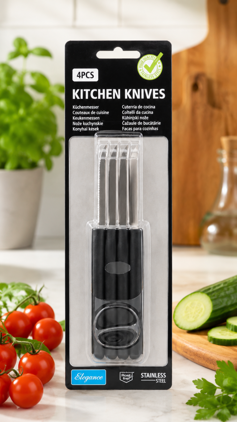 Cuisine Elegance Küchenmesser Set 4-teilig Edelstahl 16,5 cm Kochmesser B4