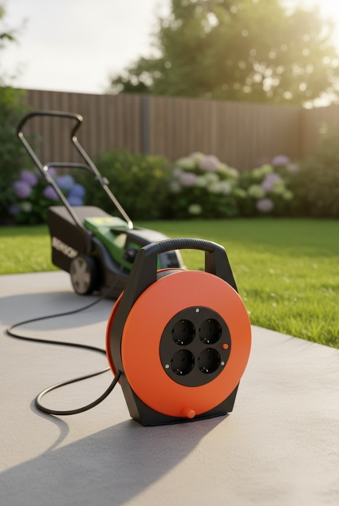 Benson Electric Kabeltrommel 10m Stromtrommel mit Handgriff Verlängerung