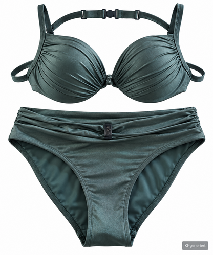 Femilet Damen Bikini Set 70B Hose Gr. 38 Petrol Blau Push Up Zweiteilig D1