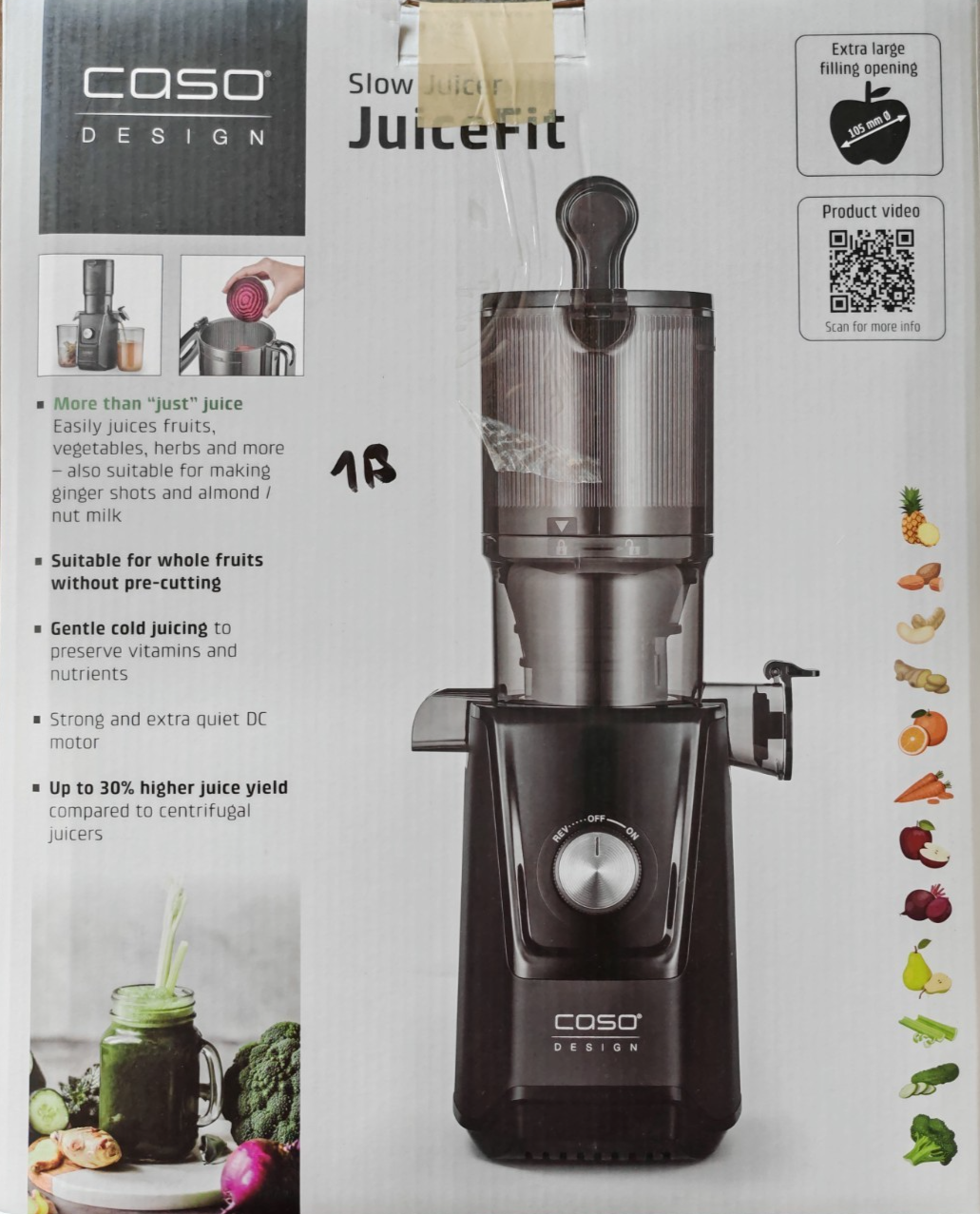 CASO Juice Fit Slow Juicer Entsafter 40 U/min 105mm XL Einfüllöffnung Saft C5