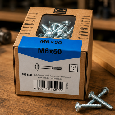 Lux Schlossschrauben verzinkt M6x50mm 100x Rundkopf metrisch Gewinde