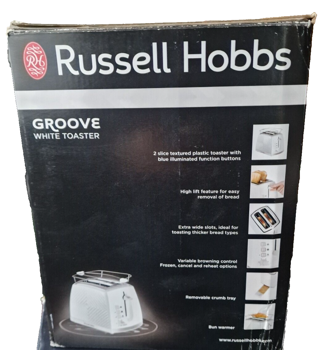 Russell Hobbs Groove White Toaster, 2 Scheiben
