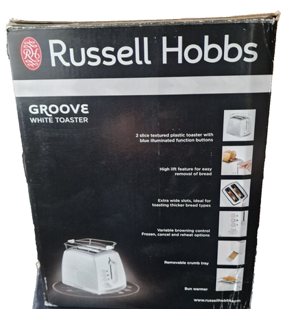 Russell Hobbs Groove White Toaster, 2 Scheiben