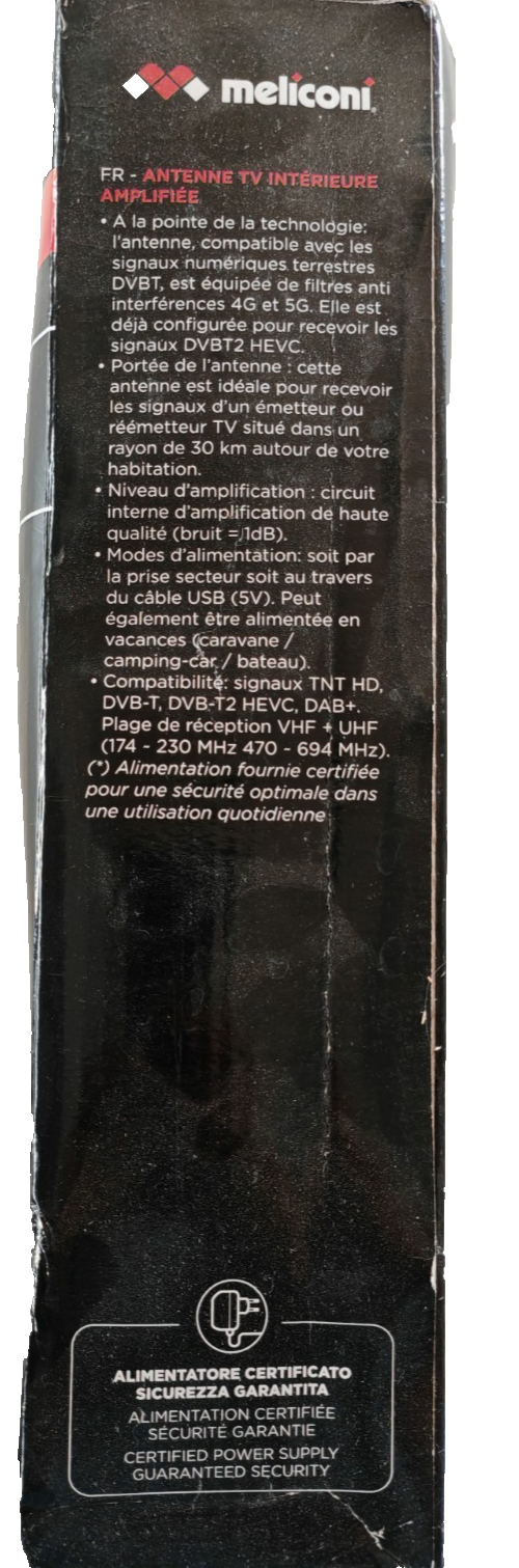 Meliconi AT55 R1 Black DVB-T2 Zimmerantenne 5G Verstärker 30km 881016 A8