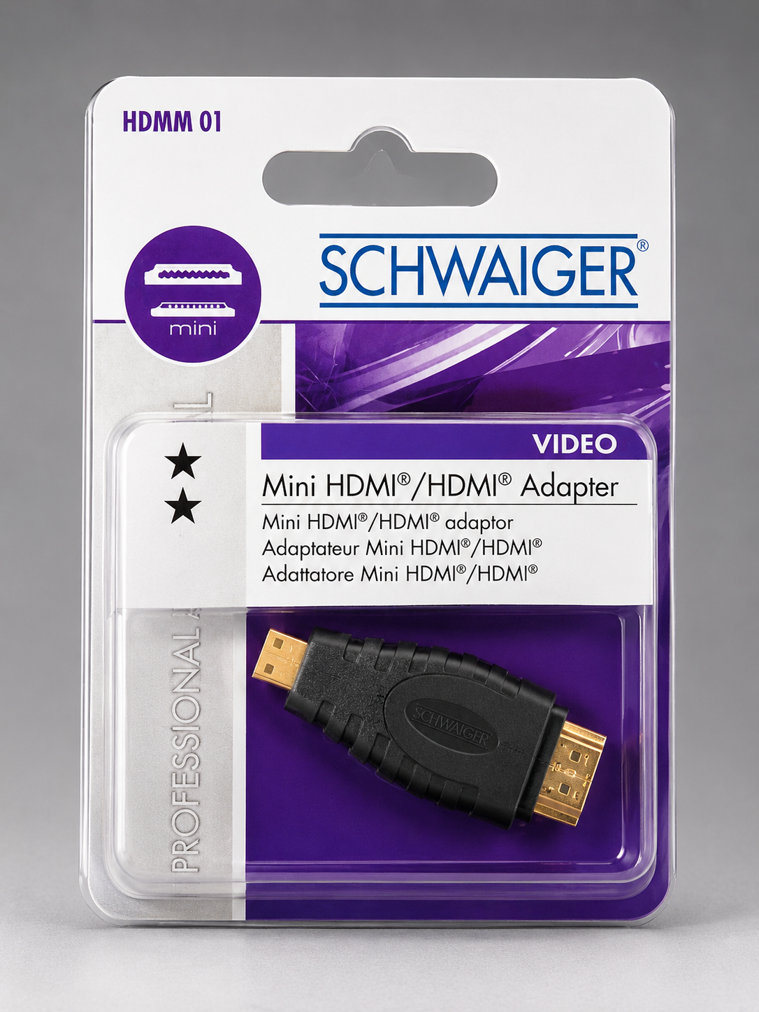 Schwaiger HDMM01 Mini HDMI auf HDMI Adapter 4K Ultra HD Vergoldete Kontakte A5