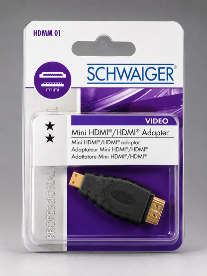 Schwaiger HDMM01 Mini HDMI auf HDMI Adapter 4K Ultra HD Vergoldete Kontakte A5