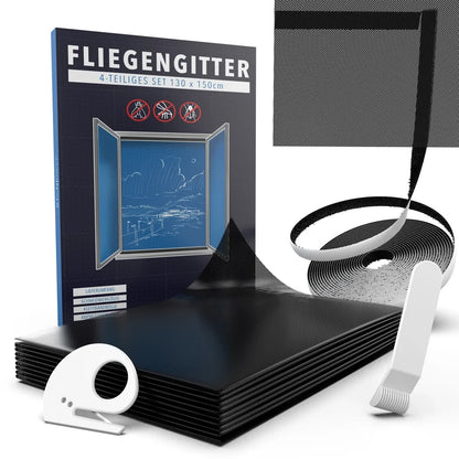 Fliegengitter 130x150cm mit Klettband Insektenschutz Fenster Zuschneidbar