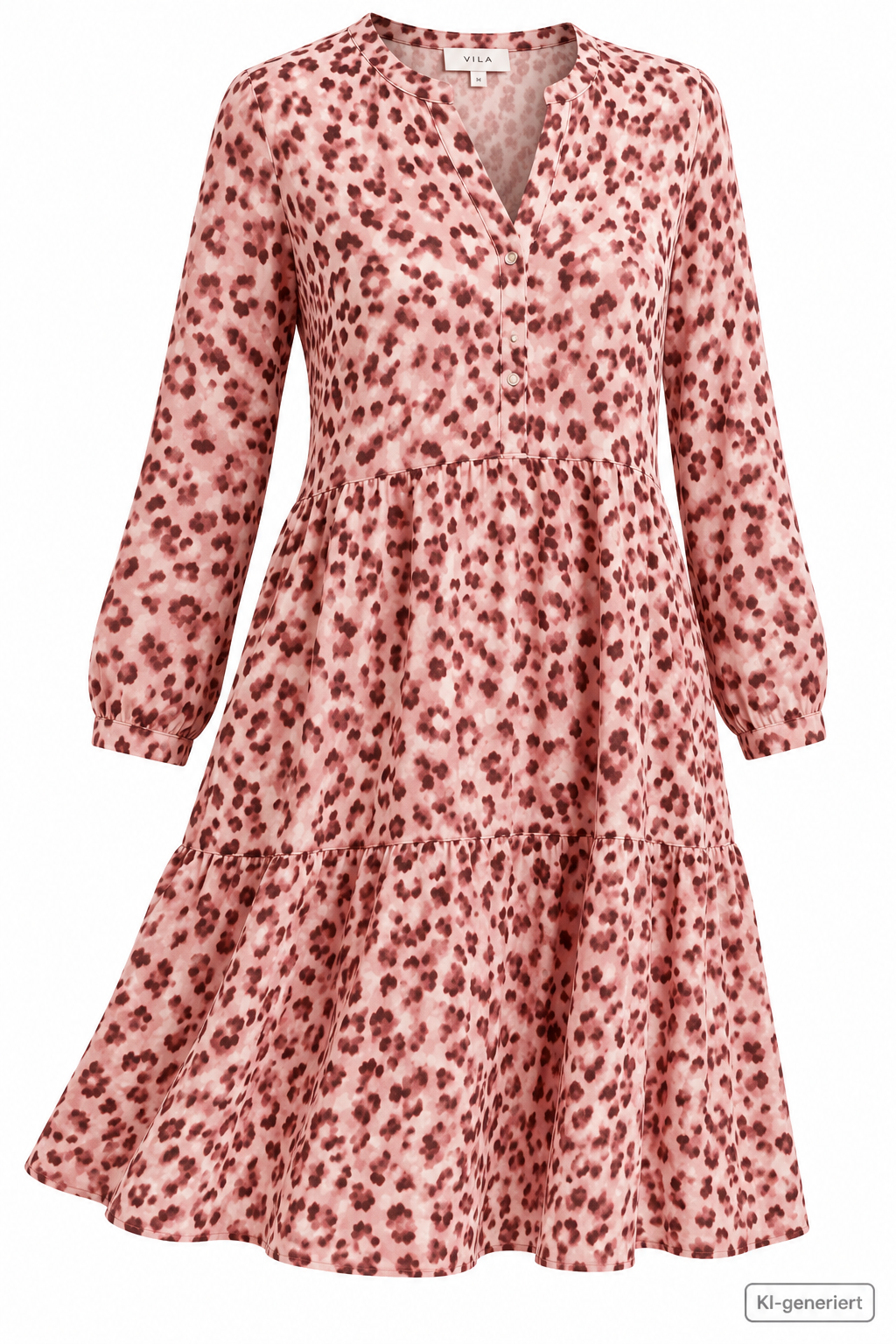 GALA loves LYLA Damen Kleid Leo Pink Rosa Langarm Knopfleiste Freizeit Gr. 50 D1