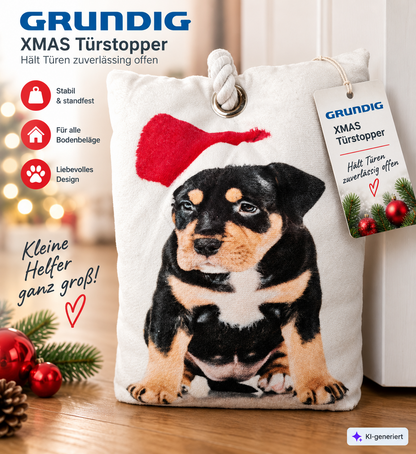 Grundig LED Weihnachts Türstopper Hund 20x14cm Weihnachtsdeko Rottweiler