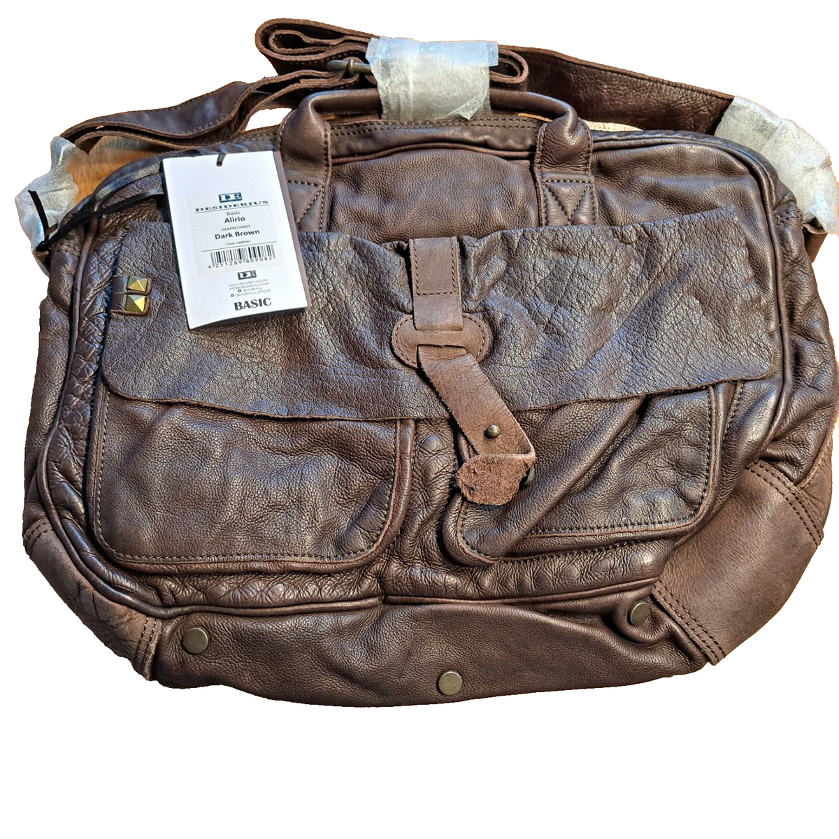 DESIDERIUS Basic Alirio Ledertasche Dark Brown Rindsleder Umhängetasche Braun H2
