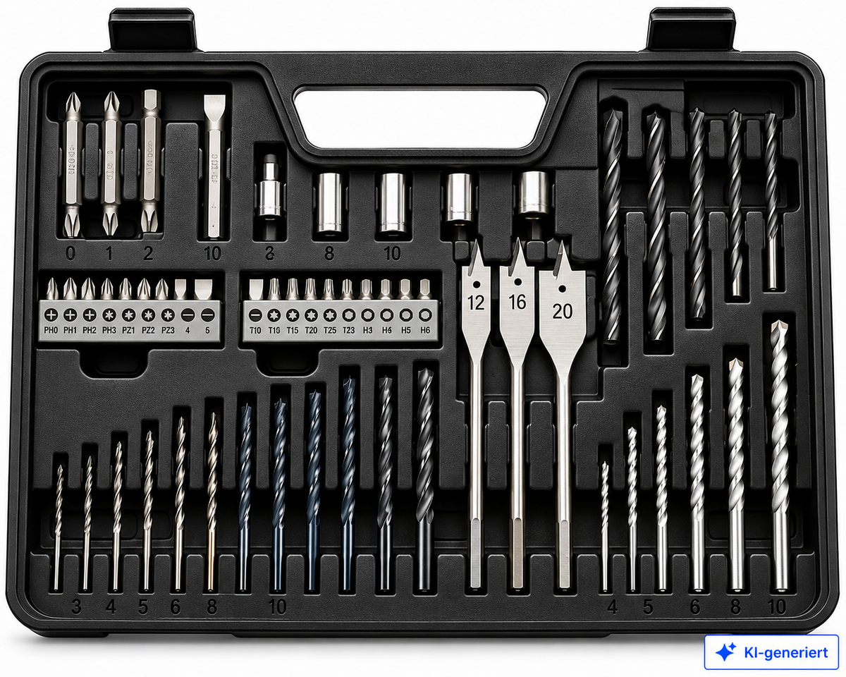 Craftomat 60-tlg. Bohrer Bit Set Holz Metall Stein Werkzeugkoffer A3