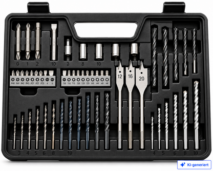 Craftomat 60-tlg. Bohrer Bit Set Holz Metall Stein Werkzeugkoffer A3