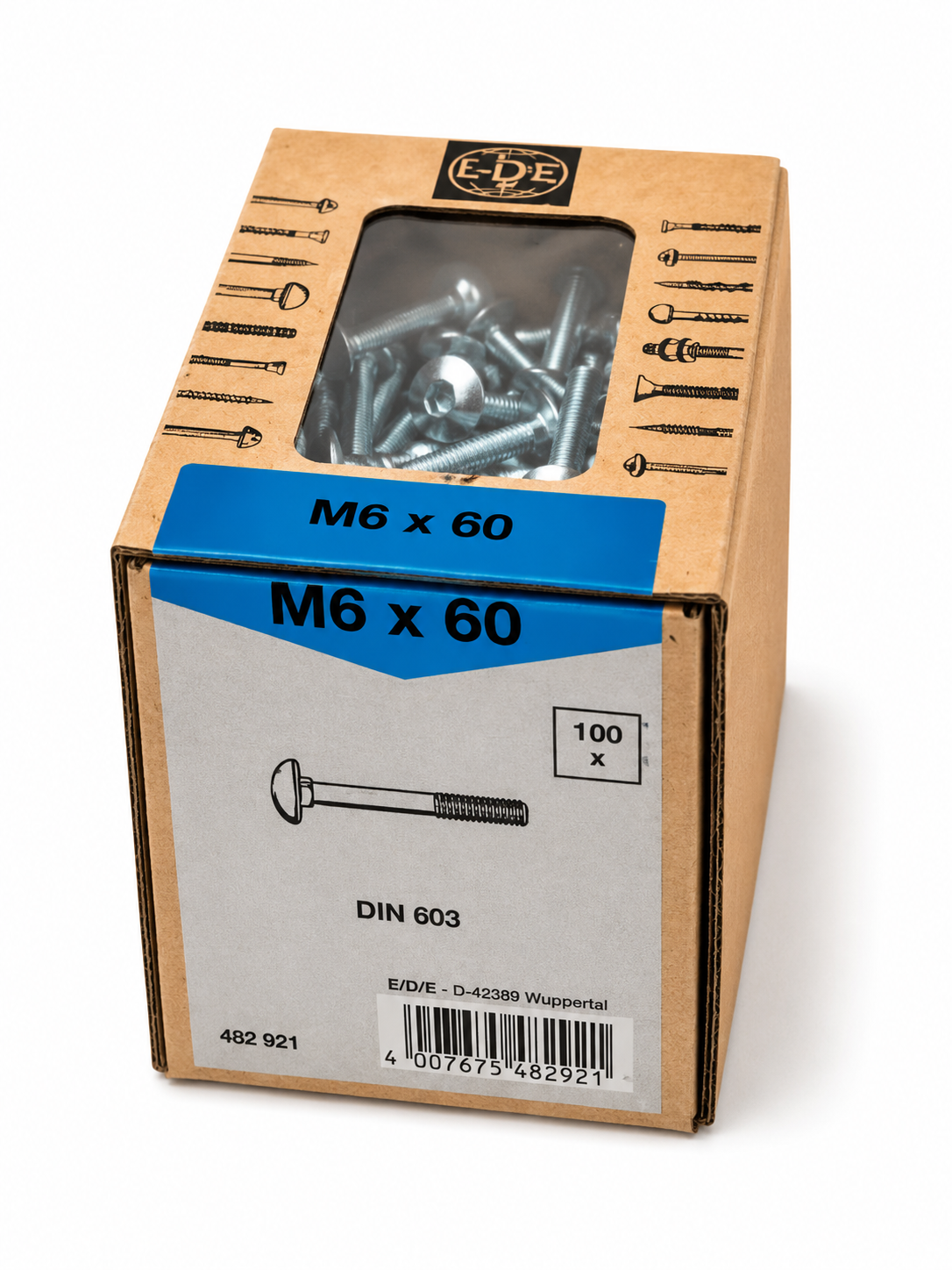 Lux Schlossschrauben verzinkt M6x60mm 100x Rundkopf metrisch Gewinde