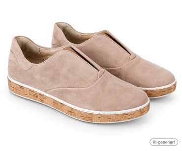 MANAS Damen Slipper Gr. 37 Rosa Veloursleder Sneaker Korksohle Slip On G2