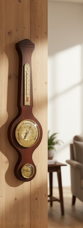 Alte Wetterstation – Holz Barometer seltene Sammler Rarität
