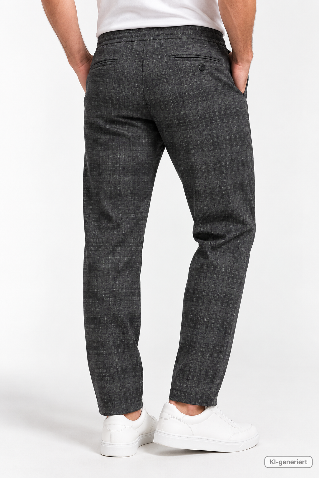 STRANDFEIN Menswear Herren Hose Gr. 25 Kurzgröße Anthrazit Kariert Business D2