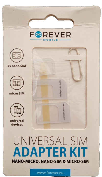 Forever Universal SIM Adapter Set Nano Micro Standard SIM 3in1 mit SIM Nadel A8