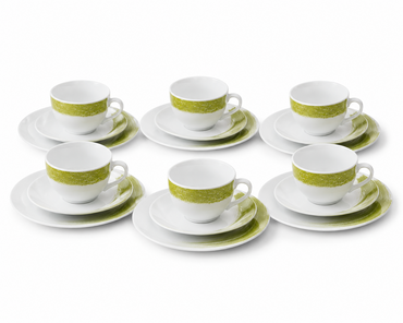Arte Viva Allegra Moda Kaffeeservice 18tlg Grün Tassen Teller Set