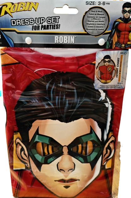 Rubie's DC Comics Robin Kostüm Set Kinder 3-6 Jahre Weste Maske Fasching