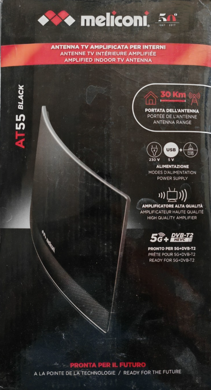 Meliconi AT55 R1 Black DVB-T2 Zimmerantenne 5G Verstärker 30km 881016 A8