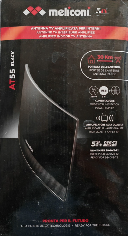 Meliconi AT55 R1 Black DVB-T2 Zimmerantenne 5G Verstärker 30km 881016 A8