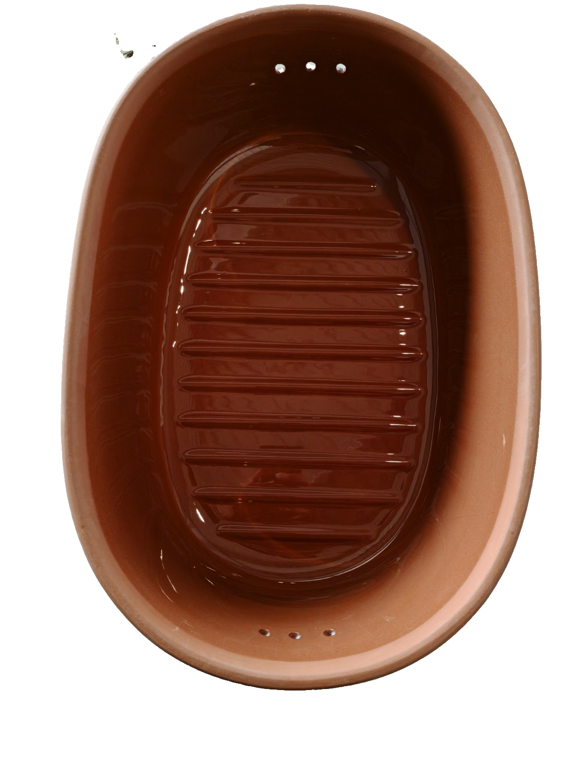 Brotbackform Brottopf Keramik 41x28 cm Terrakotta Weiß oval mit Rillen HA25
