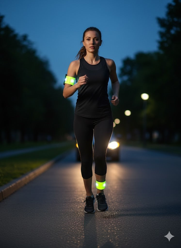 Crane Reflektorband mit 4 LED Leuchtdioden, 2 Stück