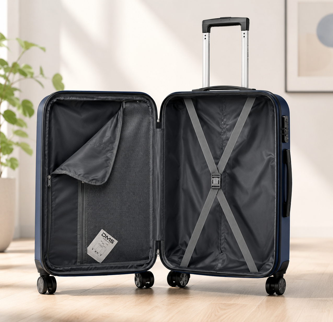 DMS 7tlg Kofferset ABS Hartschale Trolley Set Reisekoffer Kobalt Blau HO-A25
