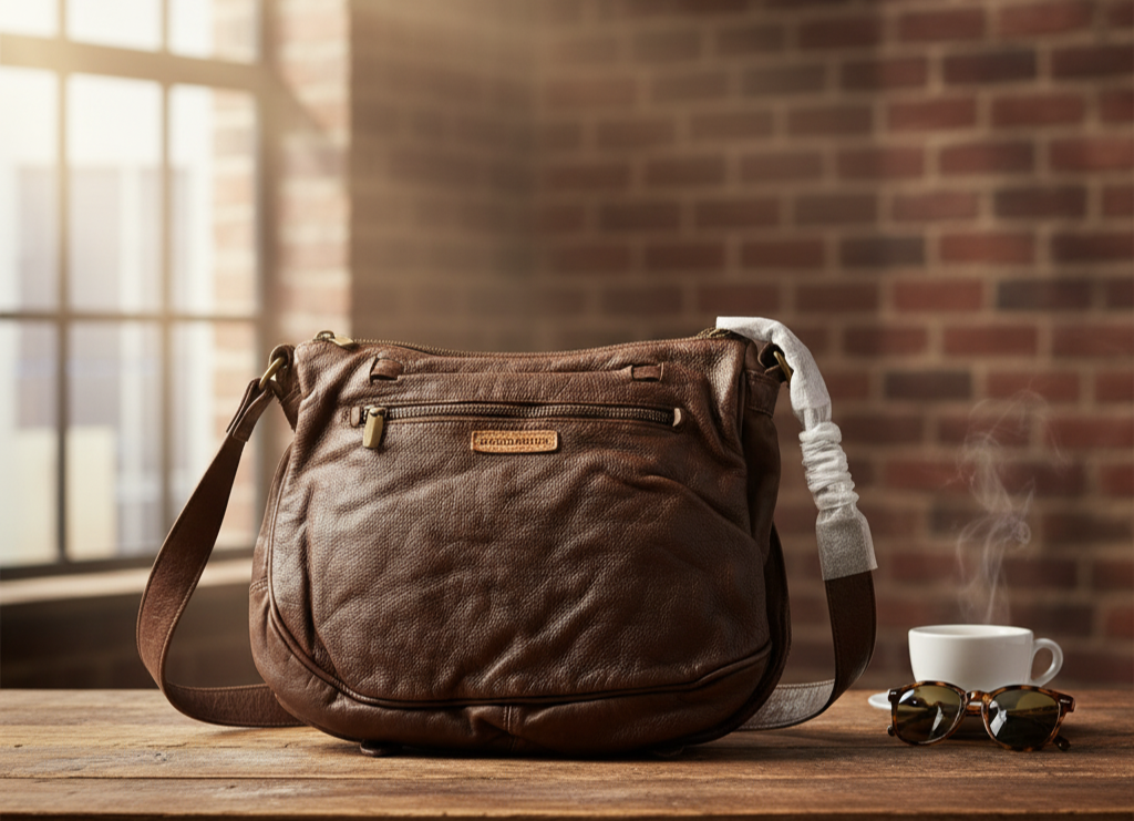 DESIDERIUS Basic Kajetan Herren Umhängetasche Dark Brown Rindsleder Echtleder H2