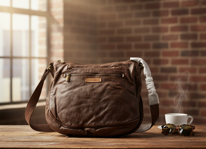 DESIDERIUS Basic Kajetan Herren Umhängetasche Dark Brown Rindsleder Echtleder H2