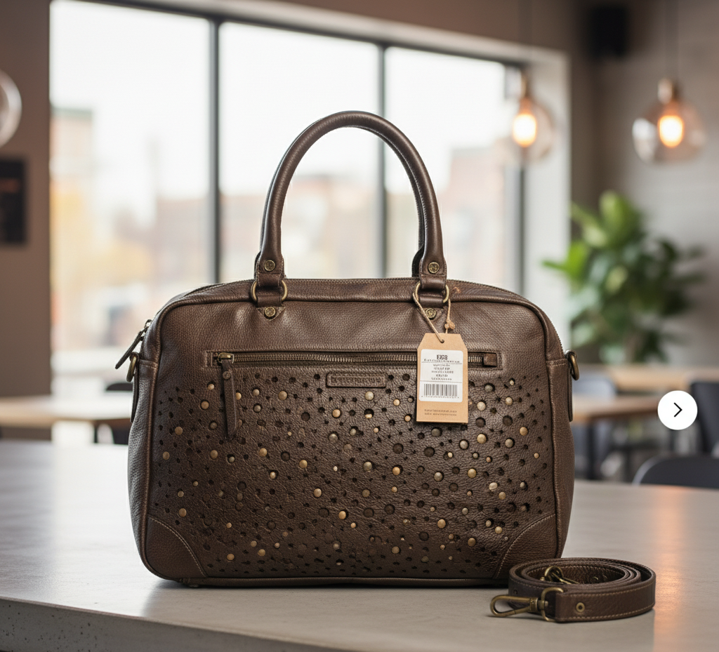 DESIDERIUS Sperantia Levana Ledertasche Olive Rindsleder Nieten Handtasche H2