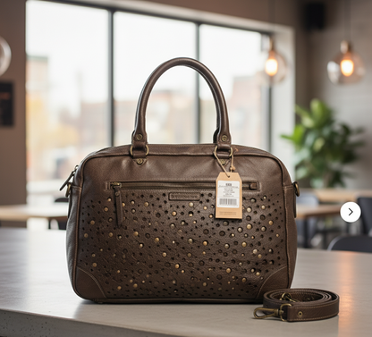DESIDERIUS Sperantia Levana Ledertasche Olive Rindsleder Nieten Handtasche H2