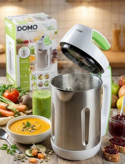 DOMO DO705BL Suppenkocher 2L Mixer 6 Programme LED Edelstahl Küchenmaschine