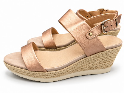 HB Shoes Damen Sandalen Gr. 41 Roségold Keilabsatz Plateau Riemchensandalen G1