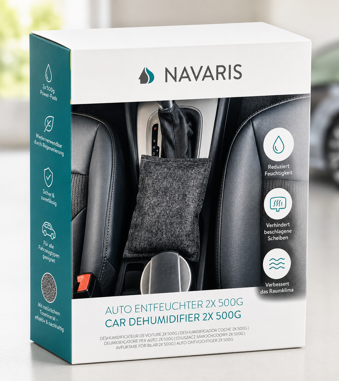 Navaris Auto Luftentfeuchter 2x500g Entfeuchter Kissen Antibeschlag Auto Set F4