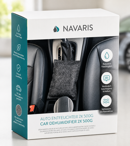 Navaris Auto Luftentfeuchter 2x500g Entfeuchter Kissen Antibeschlag Auto Set F4