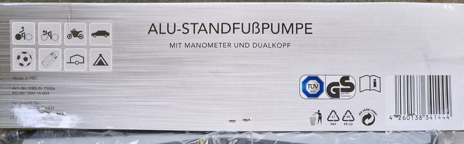 Alu-Standfußpumpe Fahrrad Luftpumpe Dualkopf Manometer Ventil Pumpe