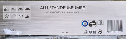 Alu-Standfußpumpe Fahrrad Luftpumpe Dualkopf Manometer Ventil Pumpe