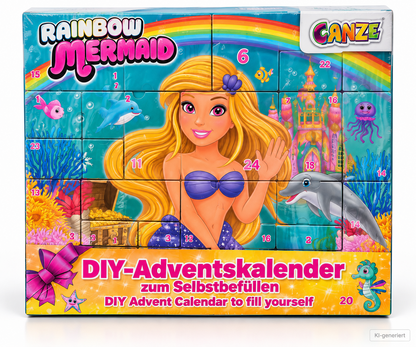 CRAZE Rainbow Mermaid DIY Adventskalender 24 Boxen zum Selbstbefüllen Kinder
