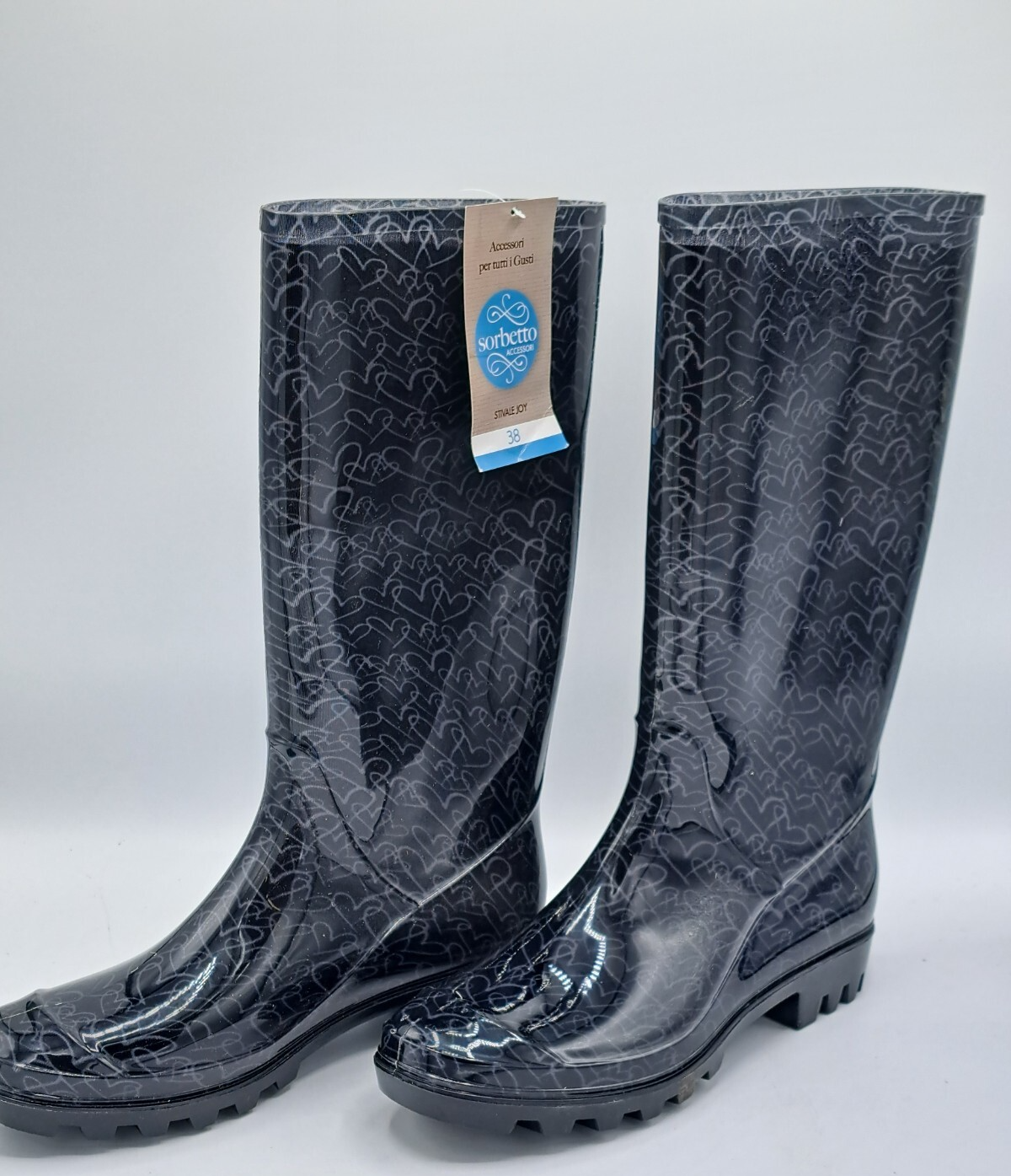 Sorbetto Accessori Stivale Joy Gummistiefel Herzen Schwarz Gr. 38 Damen