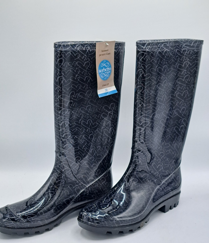 Sorbetto Accessori Stivale Joy Gummistiefel Herzen Schwarz Gr. 38 Damen