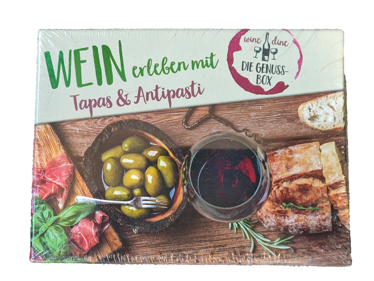Wine & Dine Genuss-Box Tapas & Antipasti 50 Rezeptkarten Wein Rezepte Geschenk